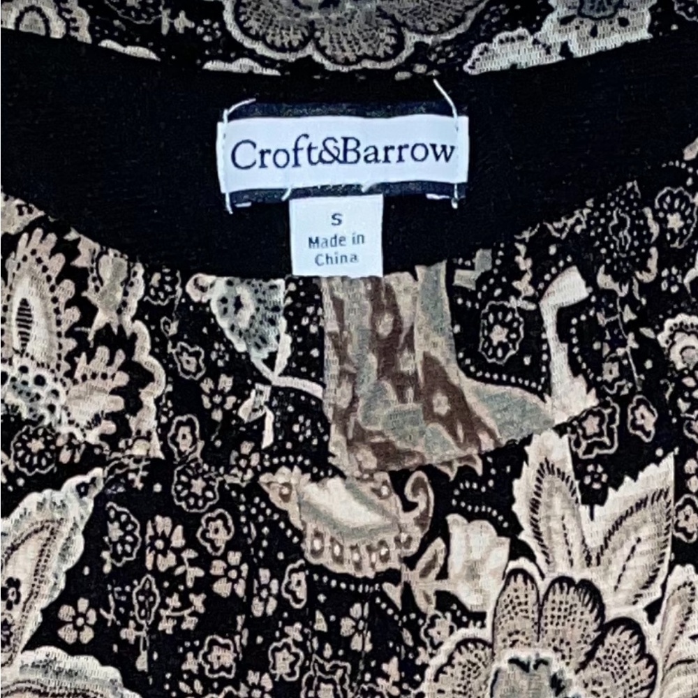 🖤 Y2K Women’s Small Croft & Barrow Black & Beige Paisley Top